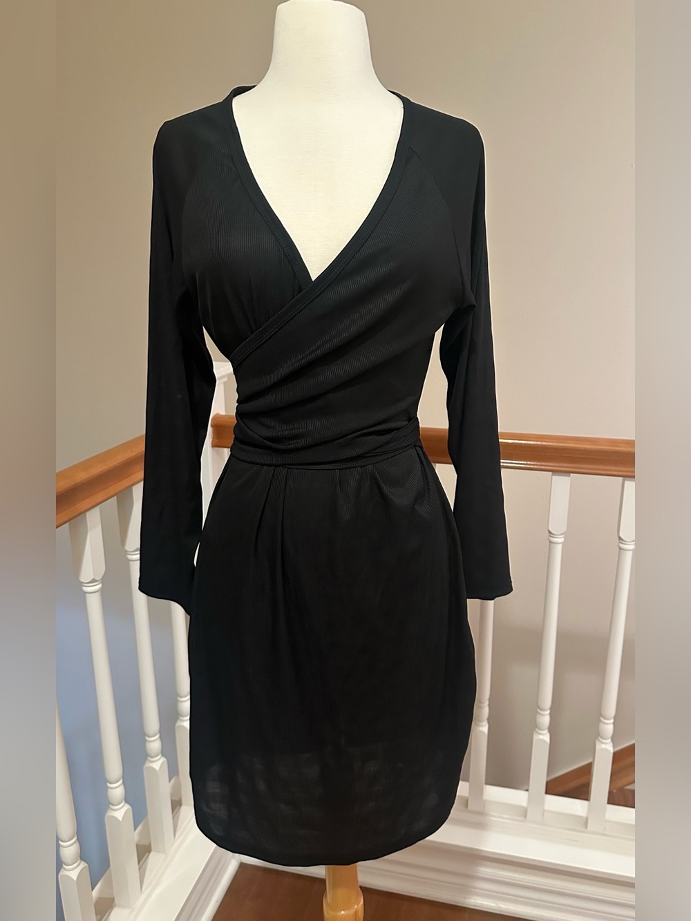 Classic Black Wrap Dress - Elegant Women’s V-Neck